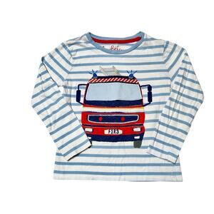 Mini Boden Fire Truck Appliqué Lift the Flap Shirt Size 5/6